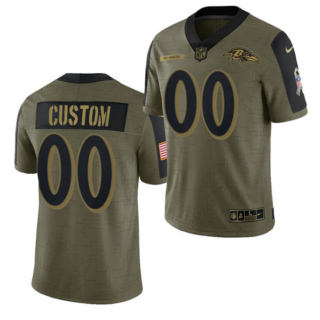 Men's Baltimore Ravens ACTIVE PLAYER Custom 2021 Olive Salute To Service Limited