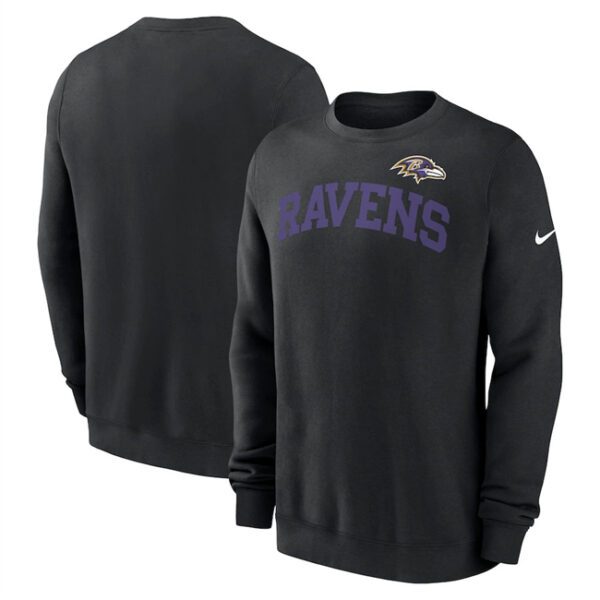 Men's Baltimore Ravens Black Club Pullover Sweatshirt