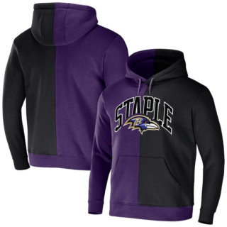 Men's Baltimore Ravens Purple Black Split Logo Pullover Hoodie