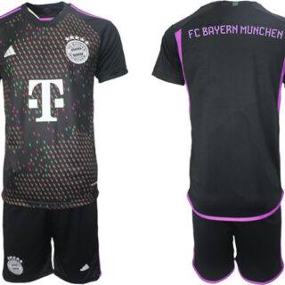 Men's Bayern Munich Custom 2023 24 Black Home Soccer Jersey Suit