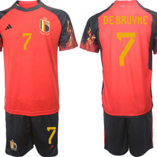 Men's Belgium #7 De Bruyne Red 2022 FIFA World Cup Home Soccer Jersey Suit