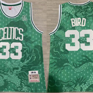 Men's Boston Celtics #33 Larry Bird Green 1995-96 Throwback Stitched Jersey