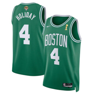 Men's Boston Celtics #4 Jrue Holiday Green 2024 Finals Champions Icon Edition Stitched Basketball Jersey