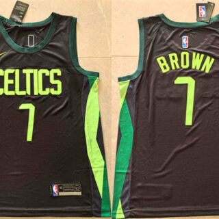 Men's Boston Celtics #7 Jaylen Brown Black 2024-25 City Edition Stitched Basketball Jersey