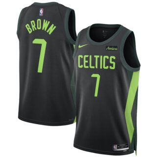 Men's Boston Celtics #7 Jaylen Brown Black 2024 25 City Edition Stitched Basketball Jersey
