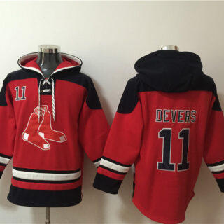 Men's Boston Red Sox #11 Rafael Devers Ageless Must-Have Lace-Up Pullover Hoodie