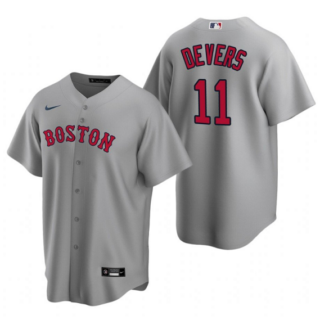 Men's Boston Red Sox #11 Rafael Devers Grey Cool Base Stitched Jersey