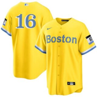 Men's Boston Red Sox #16 Jarren Duran Gold City Connect Stitched Baseball Jersey
