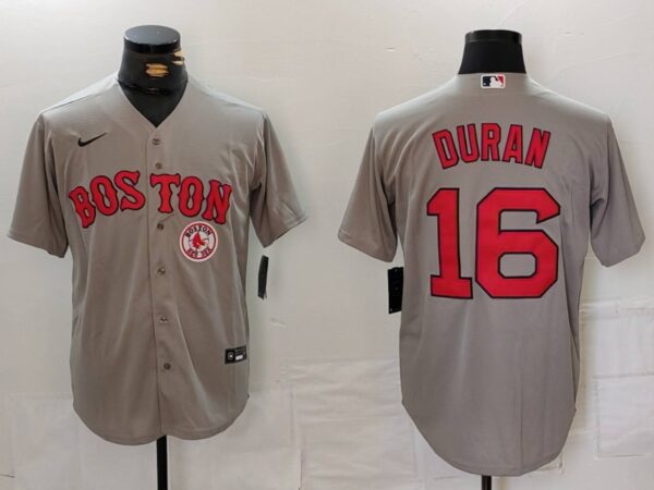 Men's Boston Red Sox #16 Jarren Duran Grey Stitched Baseball Jerseys