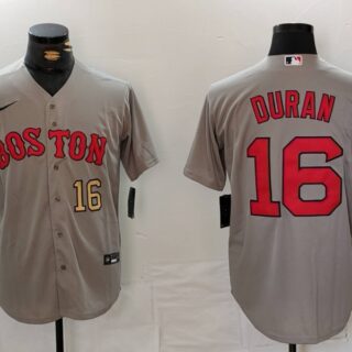 Men's Boston Red Sox #16 Jarren Duran Grey Stitched Baseball Jerseys