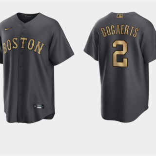 Men's Boston Red Sox #2 Xander Bogaerts 2022 All-Star Charcoal Cool Base Stitched Jersey
