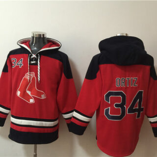 Men's Boston Red Sox #34 David Ortiz Ageless Must-Have Lace-Up Pullover Hoodie