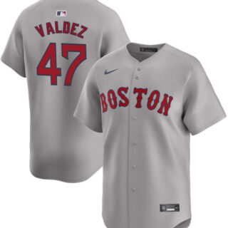 Men's Boston Red Sox #47 Enmanuel Valdez Grey Cool Base Stitched Baseball Jersey