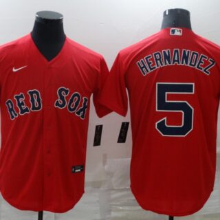 Men's Boston Red Sox #5 Enrique Hernandez Red New Cool Base Stitched Nike Jersey