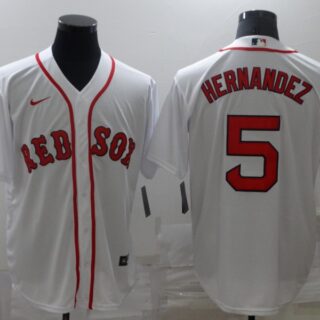 Men's Boston Red Sox #5 Enrique Hernandez White New Cool Base Stitched Nike Jersey
