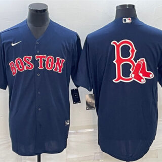 Men's Boston Red Sox Navy Team Big Logo Cool Base Stitched Jersey