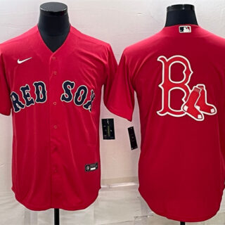 Men's Boston Red Sox Red Team Big Logo Cool Base Stitched Jersey