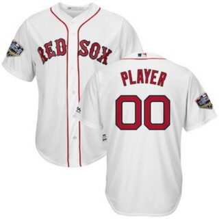Men's Boston Red Sox White 2018 World Series Cool Base Custom Jersey