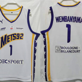 Men's Boulogne-Levallois Metropolitans 92 #1 Victor Wembanyama White Stitched Jersey