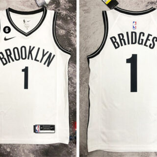 Men's Brooklyn Nets #1 Mikal Bridges White Stitched Basketball Jersey
