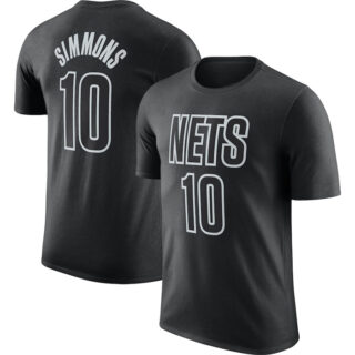 Men's Brooklyn Nets #10 Ben Simmons Black 2022 23 Statement Edition Name & Number T-Shirt