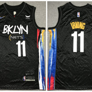 Men's Brooklyn Nets #11 Kyrie Irving Black City Edition Stitched Jersey