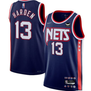 Men's Brooklyn Nets #13 James Harden 2021 22 Navy Swingman City Edition 75th Anniversary Stitched Basketball Jersey