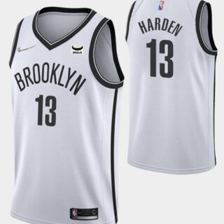 Men's Brooklyn Nets #13 James Harden White 75th Anniversary Association Edition Stitched NBA Jersey
