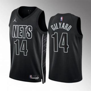 Men's Brooklyn Nets #14 Jacob Gilyard Black Statement Edition Stitched Basketball Jersey