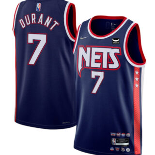 Men's Brooklyn Nets #7 Kevin Durant 2021 22 Swingman Navy City Edition 75th Anniversary Stitched Basketball Jersey