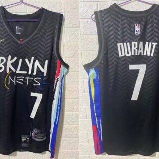 Men's Brooklyn Nets #7 Kevin Durant NEW Black 2021 City Edition Swingman Stitched NBA Jersey