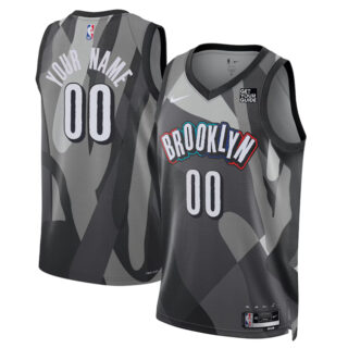 Men's Brooklyn Nets Active Player Custom Gray 2024 25 City Edition Stitched Basketball Jersey