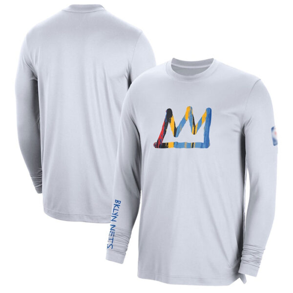 Men's Brooklyn Nets White 2022 23 City Edition Essential Expressive Long Sleeve T-Shirt