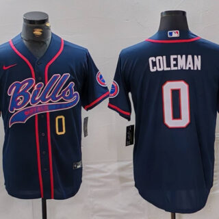 Men's Buffalo Bills #0 Keon Coleman Navy With Patch Cool Base Stitched Baseball Jerseys