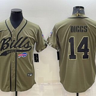 Men's Buffalo Bills #14 Stefon Diggs 2022 Olive Salute To Service Cool Base Stitched Baseball Jersey