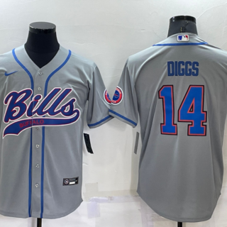 Men's Buffalo Bills #14 Stefon Diggs Gray Cool Base Stitched Baseball Jersey