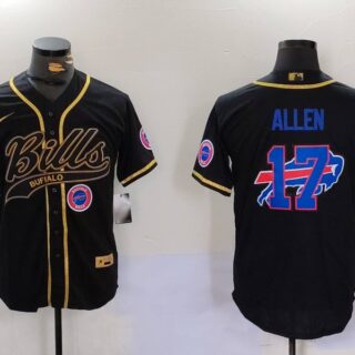 Men's Buffalo Bills #17 Josh Allen Black Cool Base Stitched Baseball Jerseys