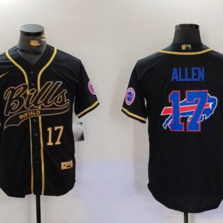 Men's Buffalo Bills #17 Josh Allen Black Cool Base Stitched Baseball Jerseys