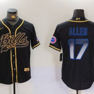 Men's Buffalo Bills #17 Josh Allen Black Cool Base Stitched Baseball Jerseys