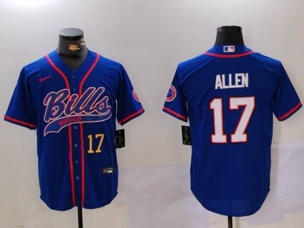 Men's Buffalo Bills #17 Josh Allen Blue Team Cool Base Stitched Baseball Jerseys