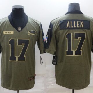 Men's Buffalo Bills #17 Josh Allen Nike Olive 2021 Salute To Service Limited Player Jersey