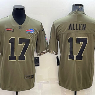 Men's Buffalo Bills #17 Josh Allen Olive 2022 Salute To Service Limited Stitched Jersey