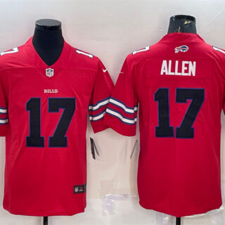 Men's Buffalo Bills #17 Josh Allen Red Black Stitched Football Jersey