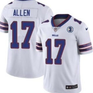 Men's Buffalo Bills #17 Josh Allen White With NO.3 Patch Vapor Untouchable Limited Stitched NFL Jersey