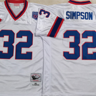 Men's Buffalo Bills #32 SIMPSON White Stitched Jersey