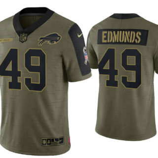 Men's Buffalo Bills #49 Tremaine Edmunds 2021 Olive Salute To Service Limited Stitched Jersey