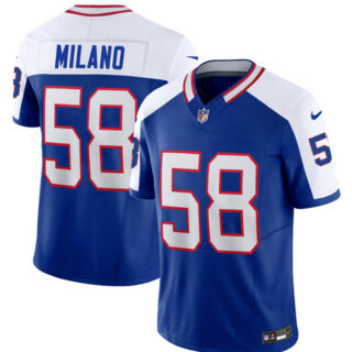 Men's Buffalo Bills #58 Matt Milano Blue White 2023 F.U.S.E. Throwback Vapor Untouchable Limited Stitched Jersey