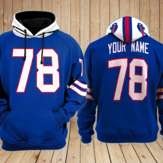 Men's Buffalo Bills ACTIVE PLAYER Custom Blue Performance Pullover Hoodie