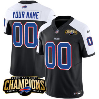 Men's Buffalo Bills Active Player Custom Black White 2023 F.U.S.E. AFC East Champions Ptach Stitched Football Jersey