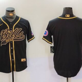Men's Buffalo Bills Blank Black Team Cool Base Stitched Baseball Jerseys
